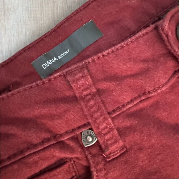 KUT FROM THE KLOTH Diana Skinny Burgundy Red Stretch Denim Jeans Pants Women's 2 - Picture 4 of 8